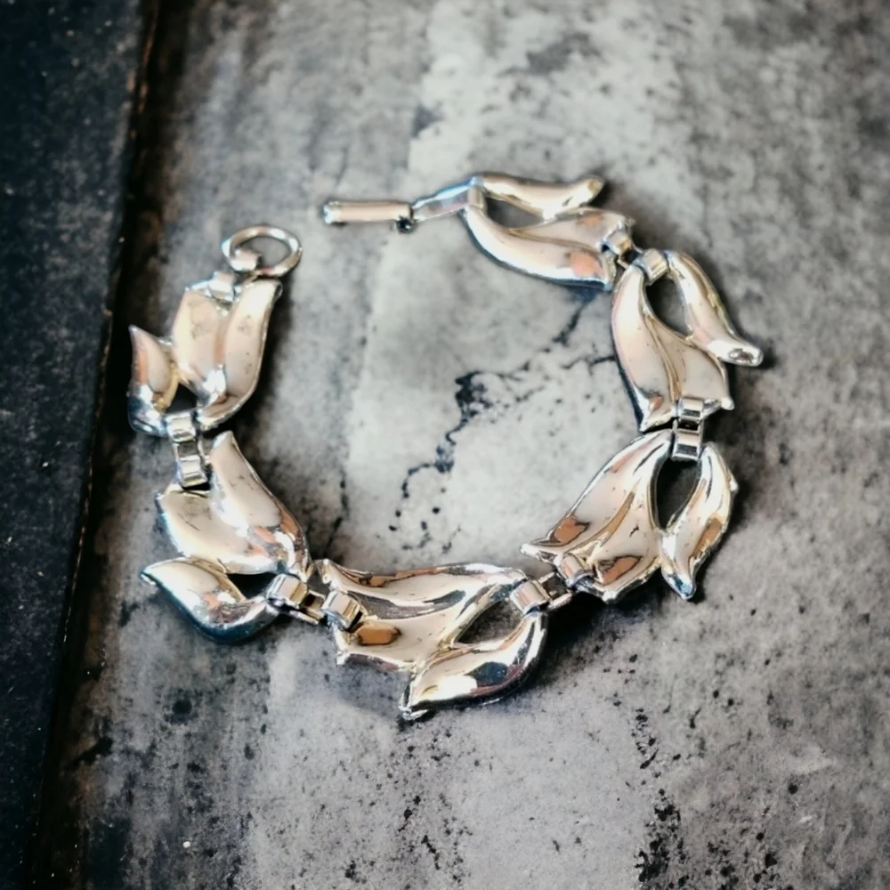 Vintage Mid Century Goldtone Link Metal Bracelet
